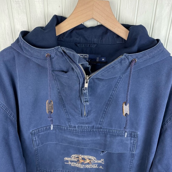 Vintage Polo by Ralph Lauren Polo Sportsman Pullover Anorak Jacket Blue Medium - Picture 4 of 11